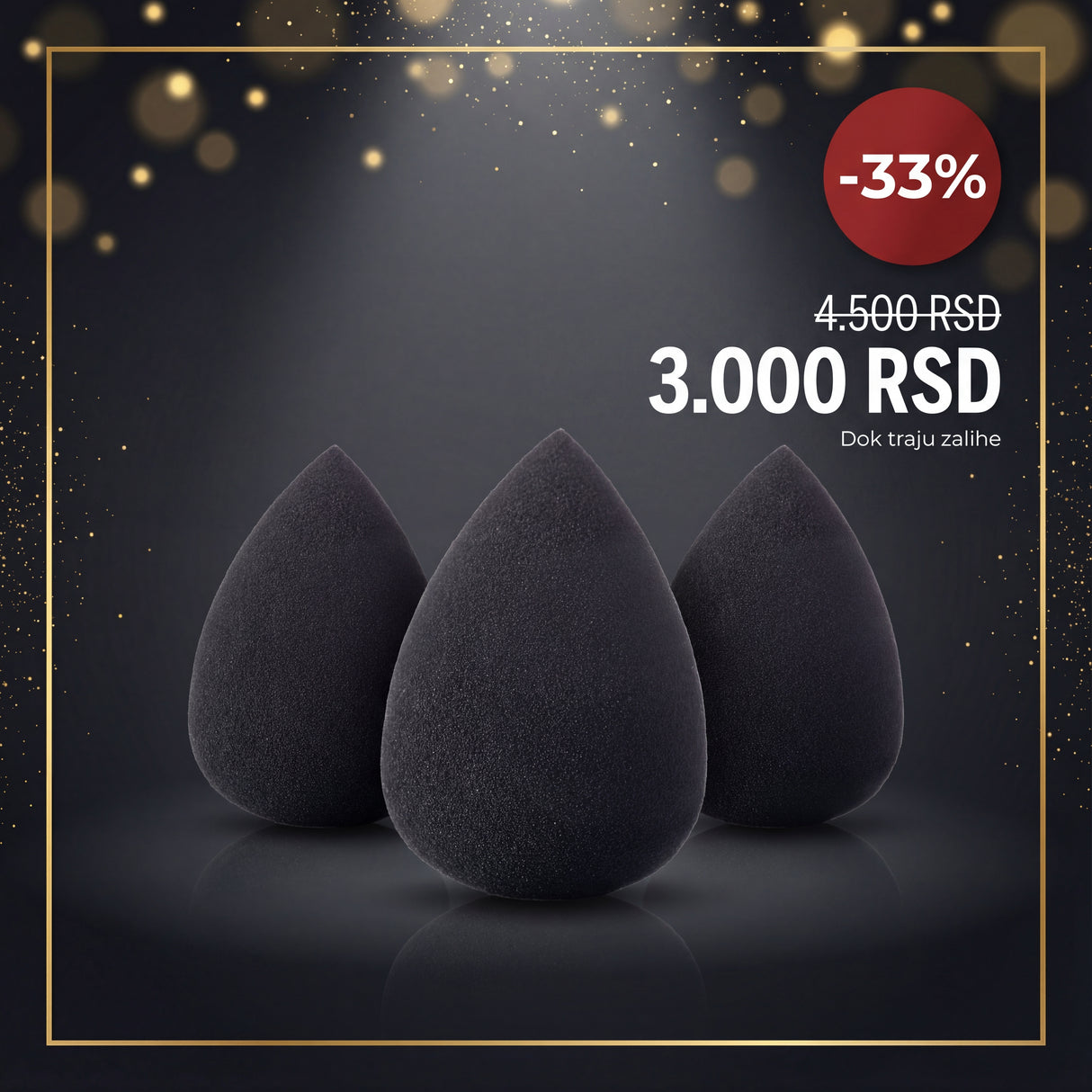 Set 3x Black makeup blender